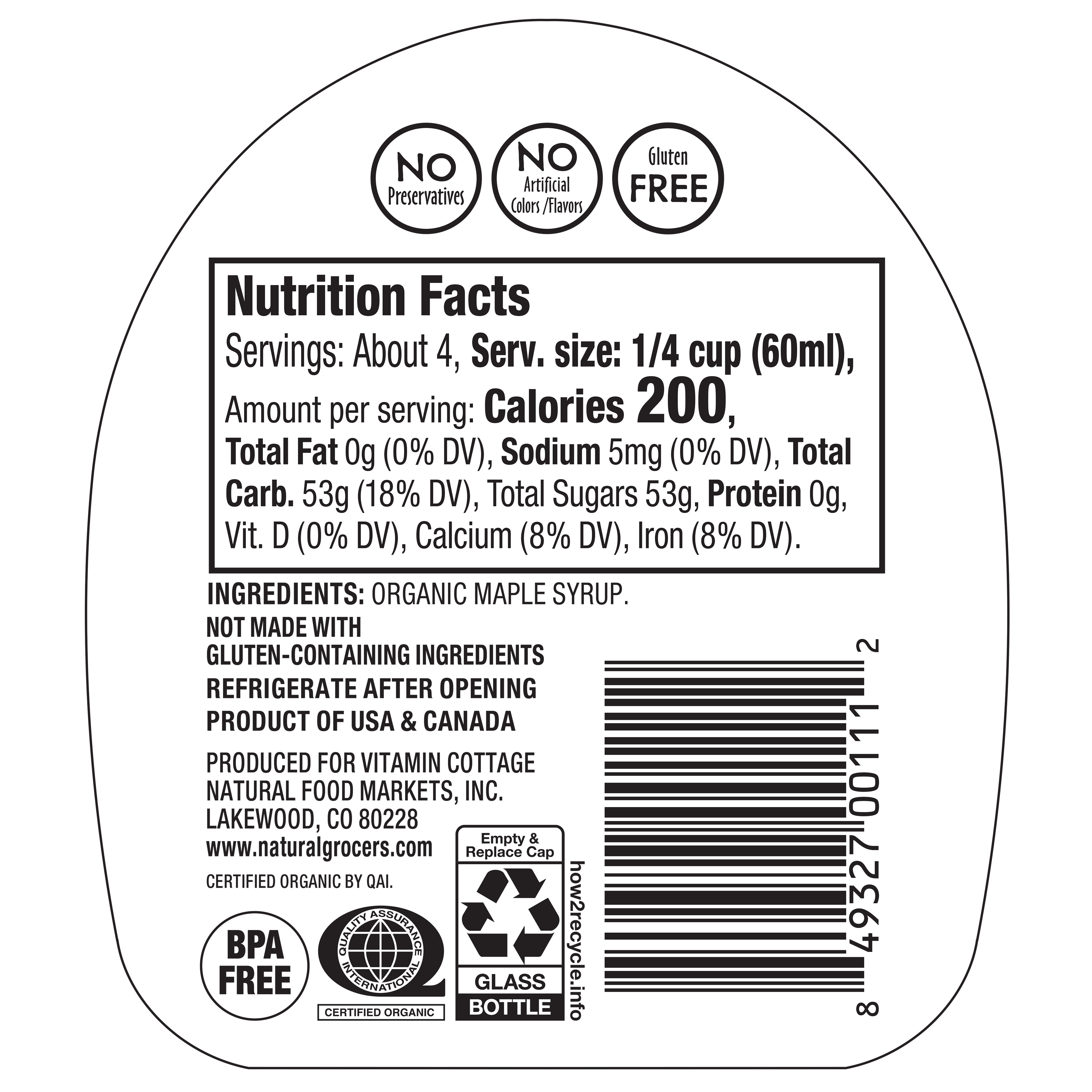 Maple Syrup Dark Organic 8 Oz