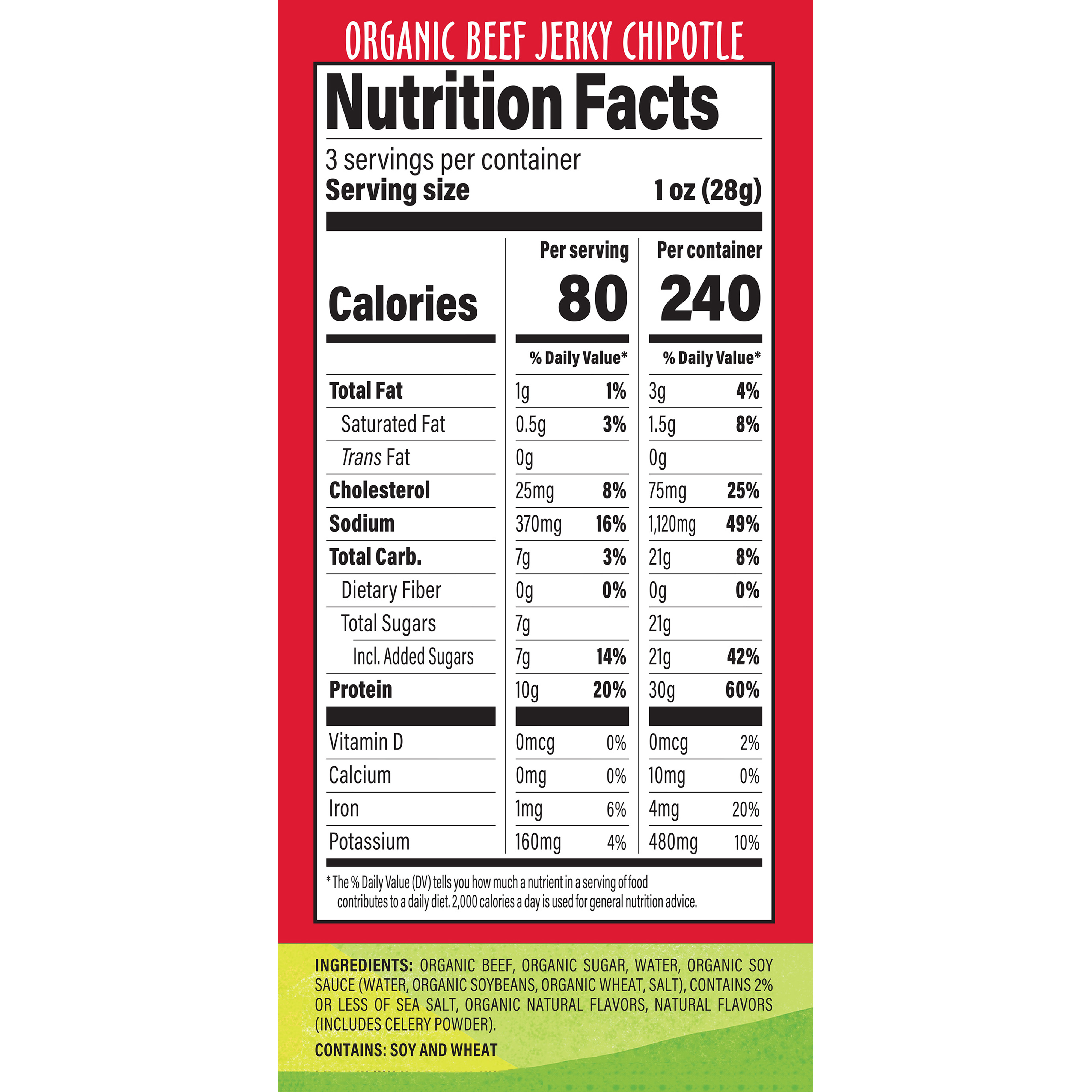 Beef Jerky Chipotle Org 3 Oz