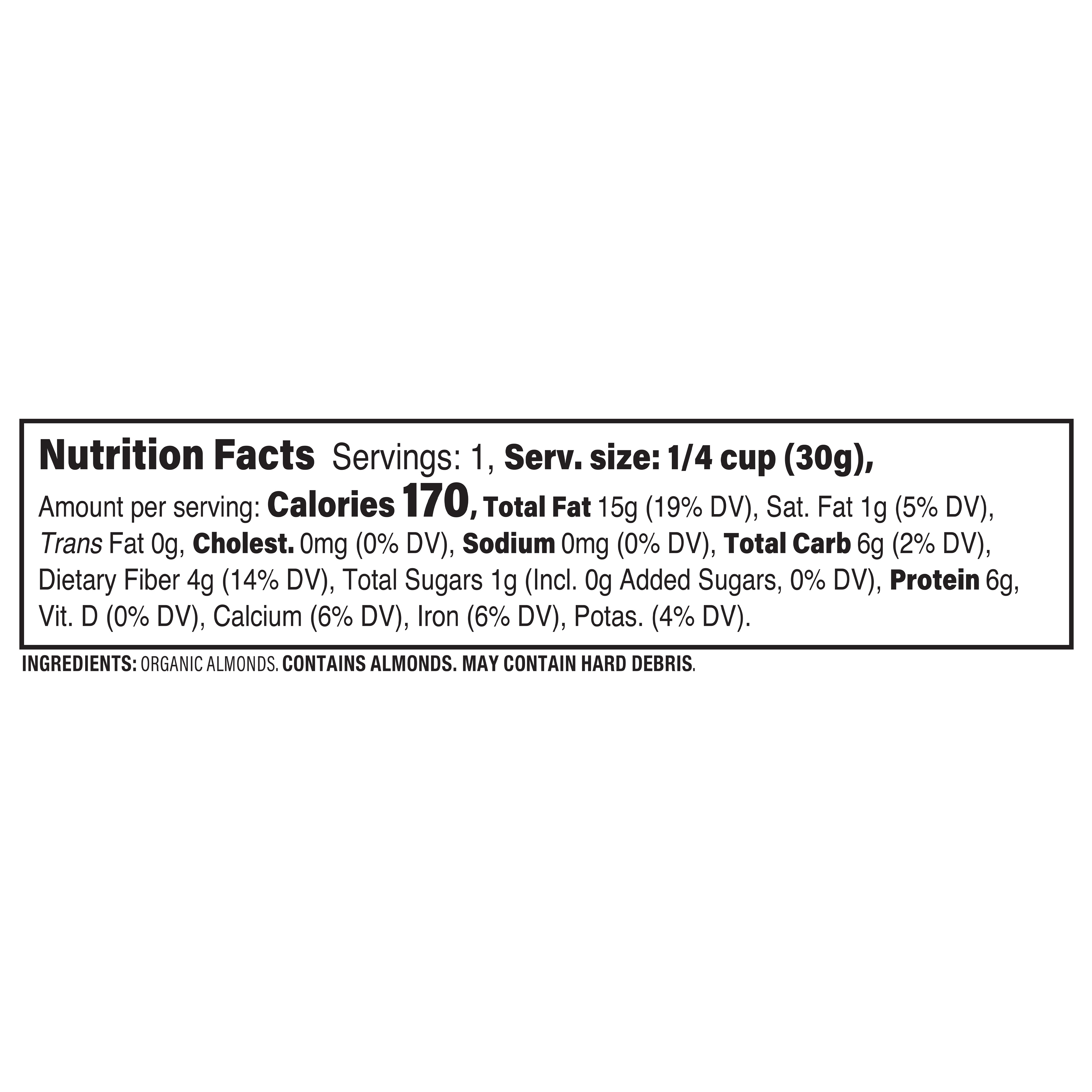 Almonds Whole Org 1.5 Oz
