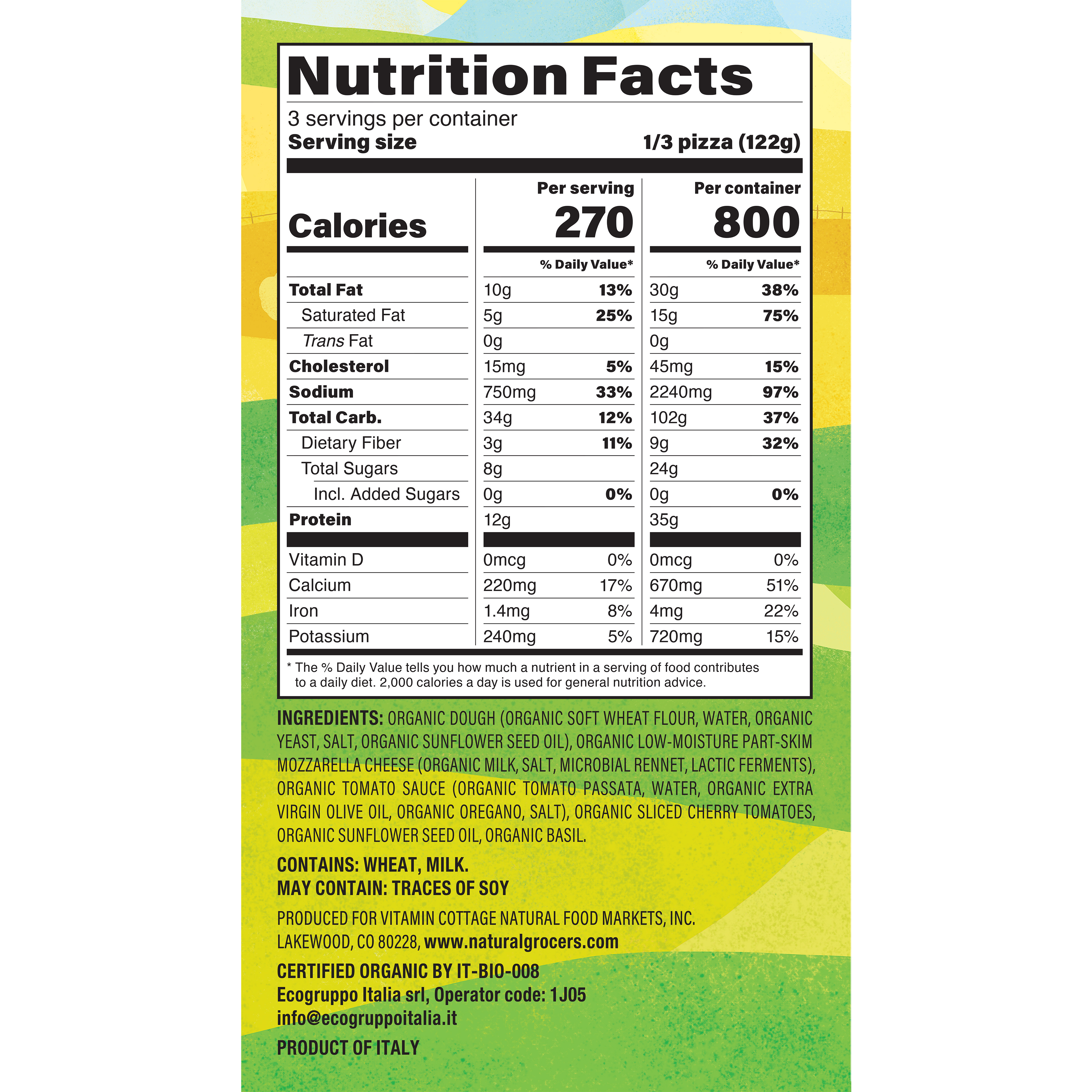 Pizza Margherita Org 12.2 Oz