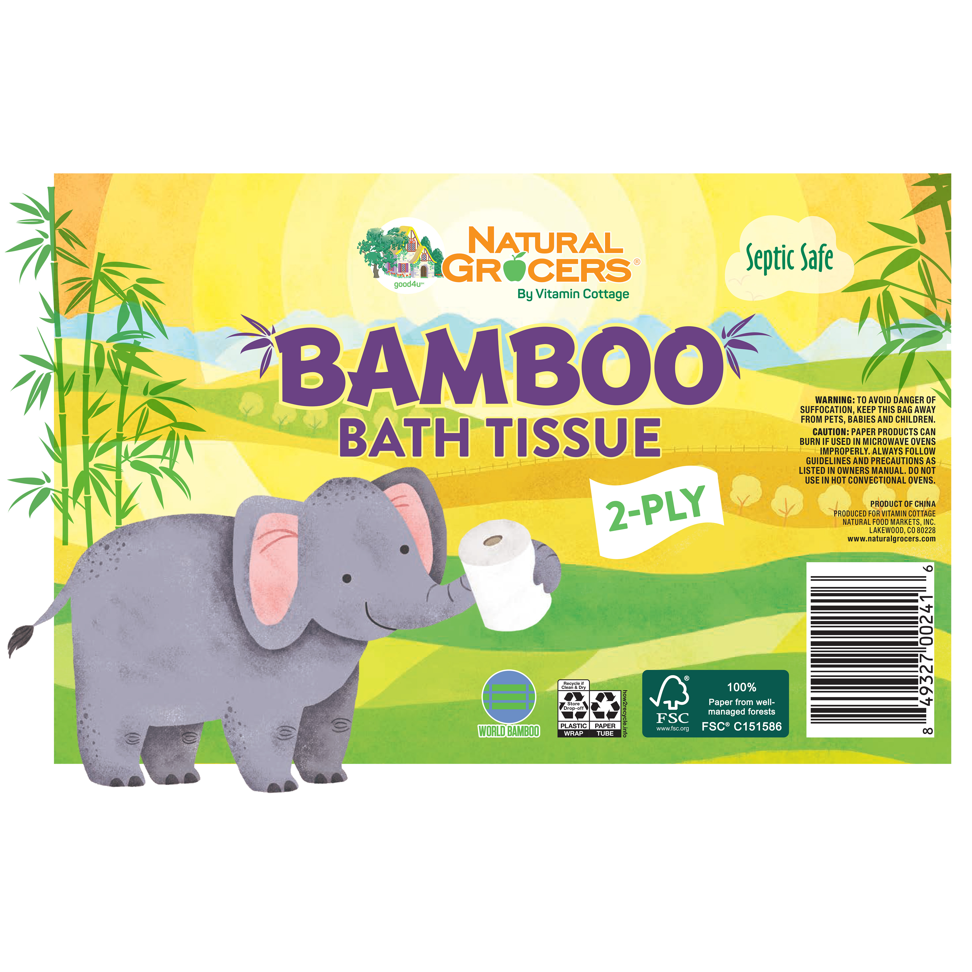 Bath Tissue Bamboo 380 Sht 12 Ct