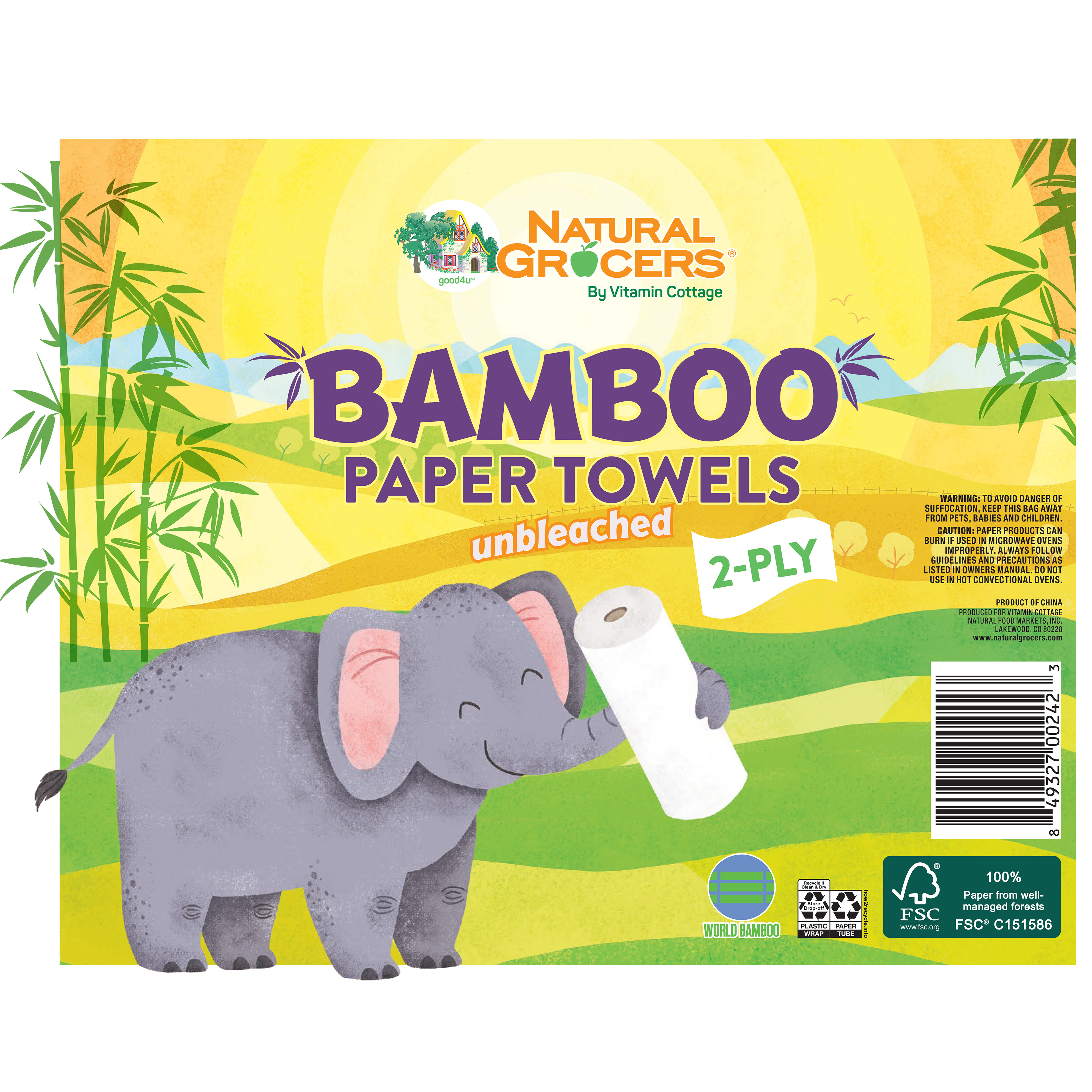 Paper Towels Bamboo 150 Sheet 3 Ct