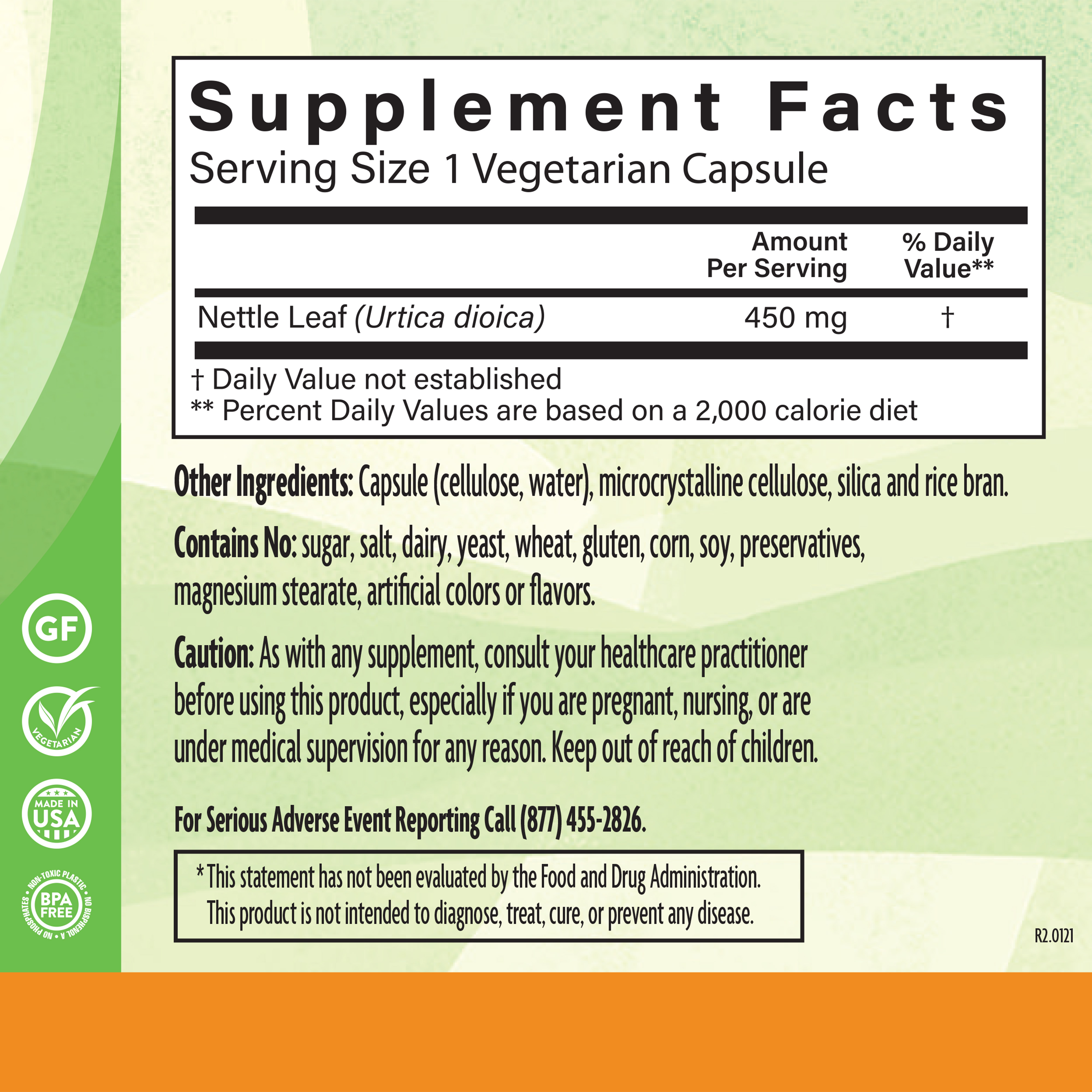 Nettle 450 Mg 90 Veg Supplement Facts