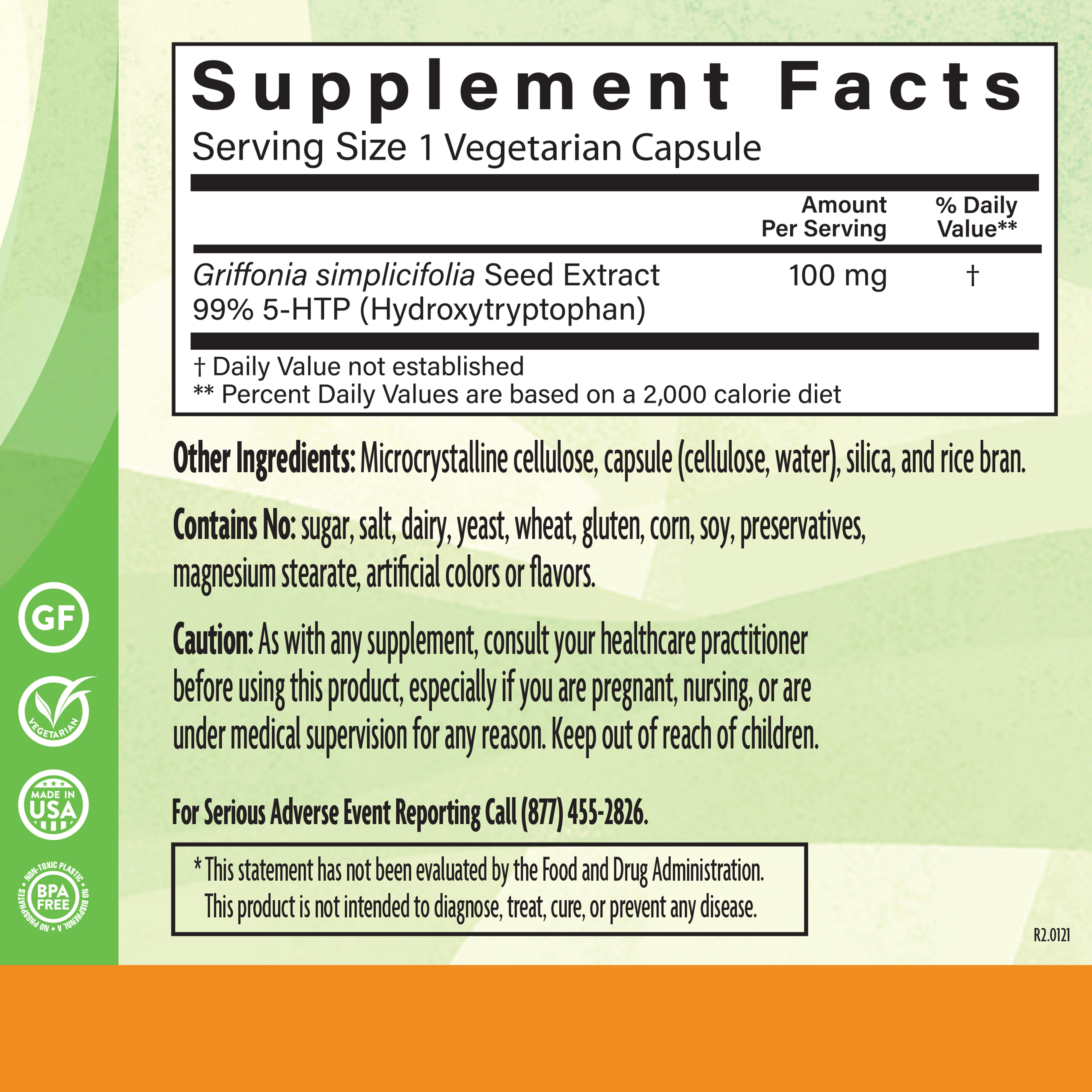 5 Htp 100 Mg 90 Veg Supplement Facts