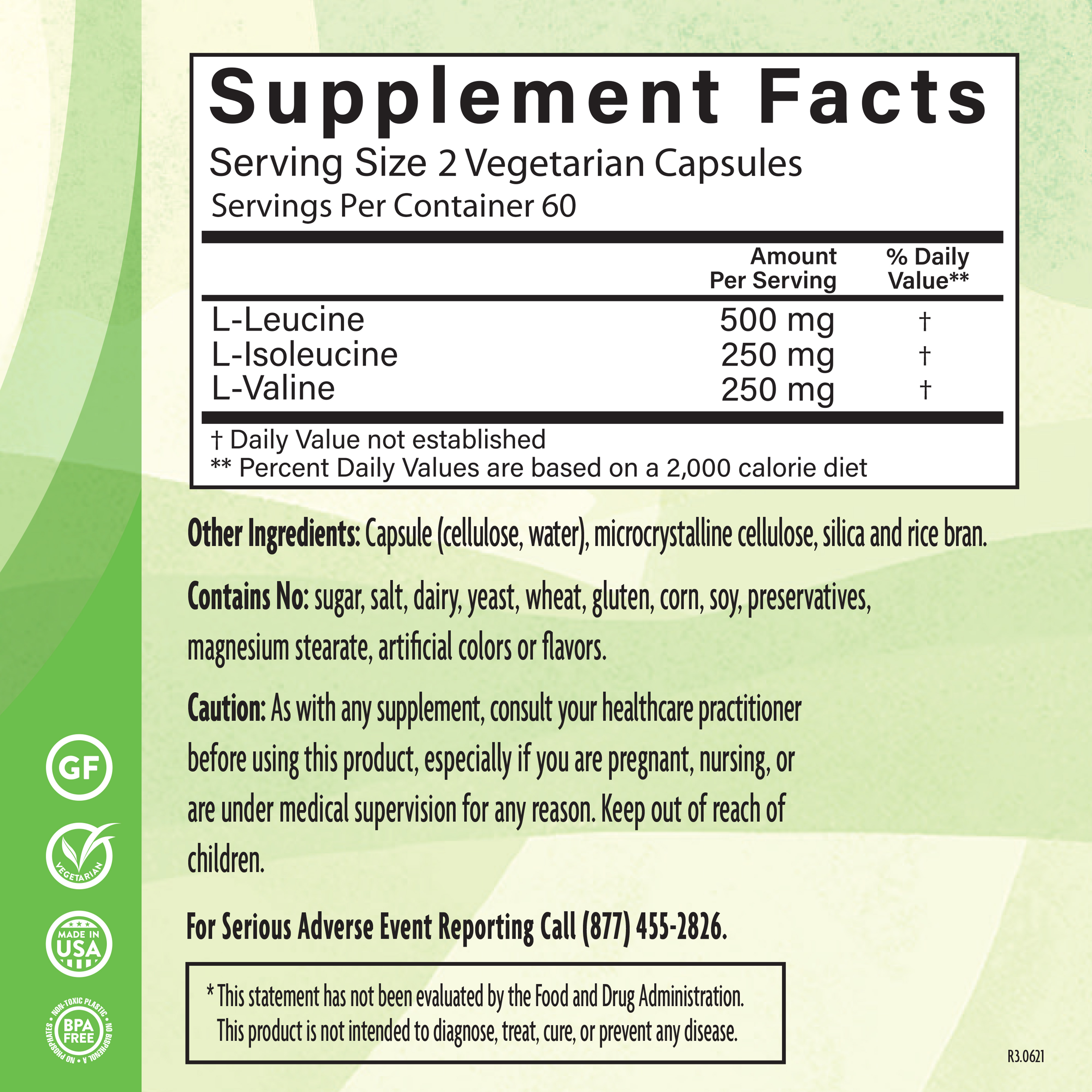 Bcaa 1000 Mg 120 Veg Supplement Facts