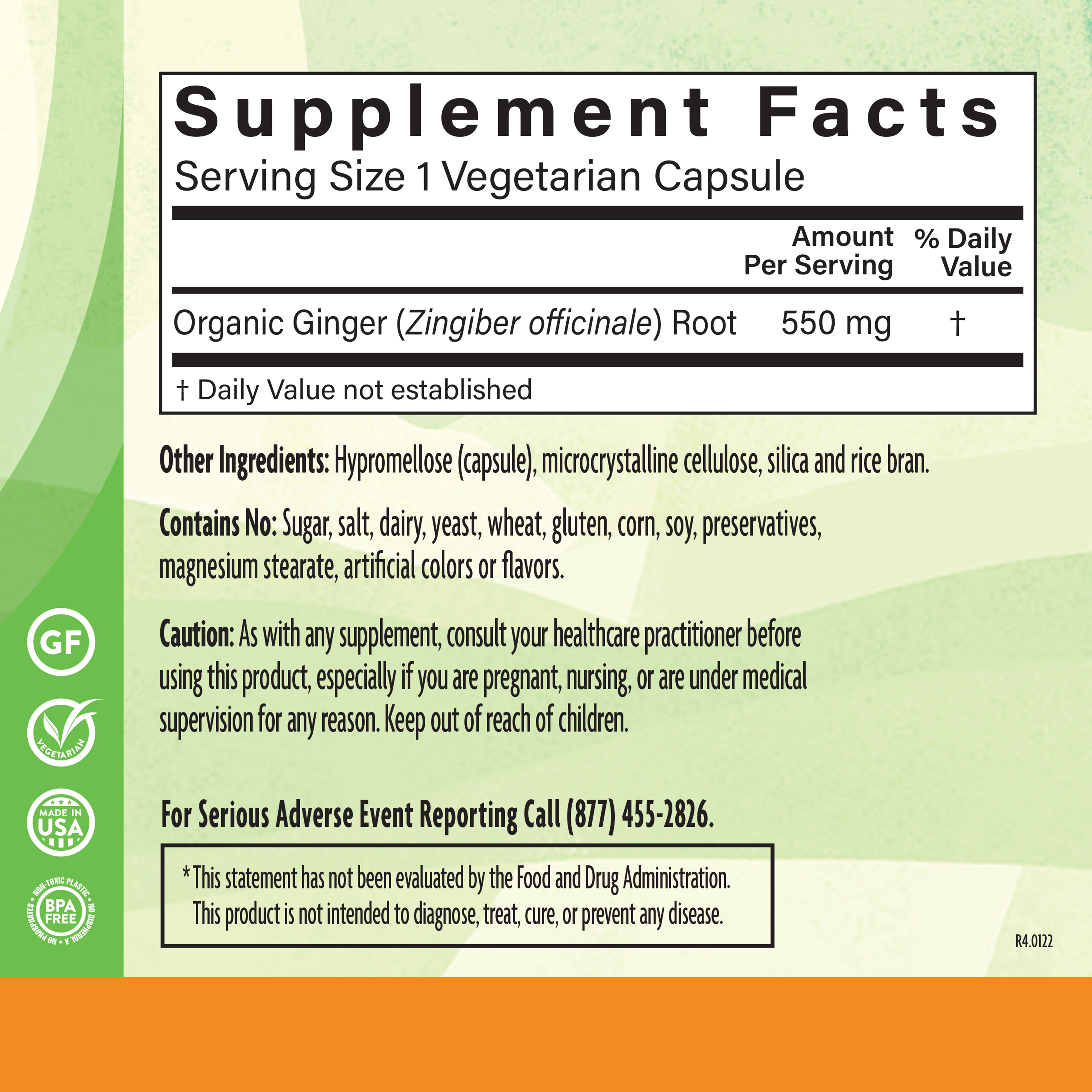 Ginger Root Extract 90 Veg Supplement Facts