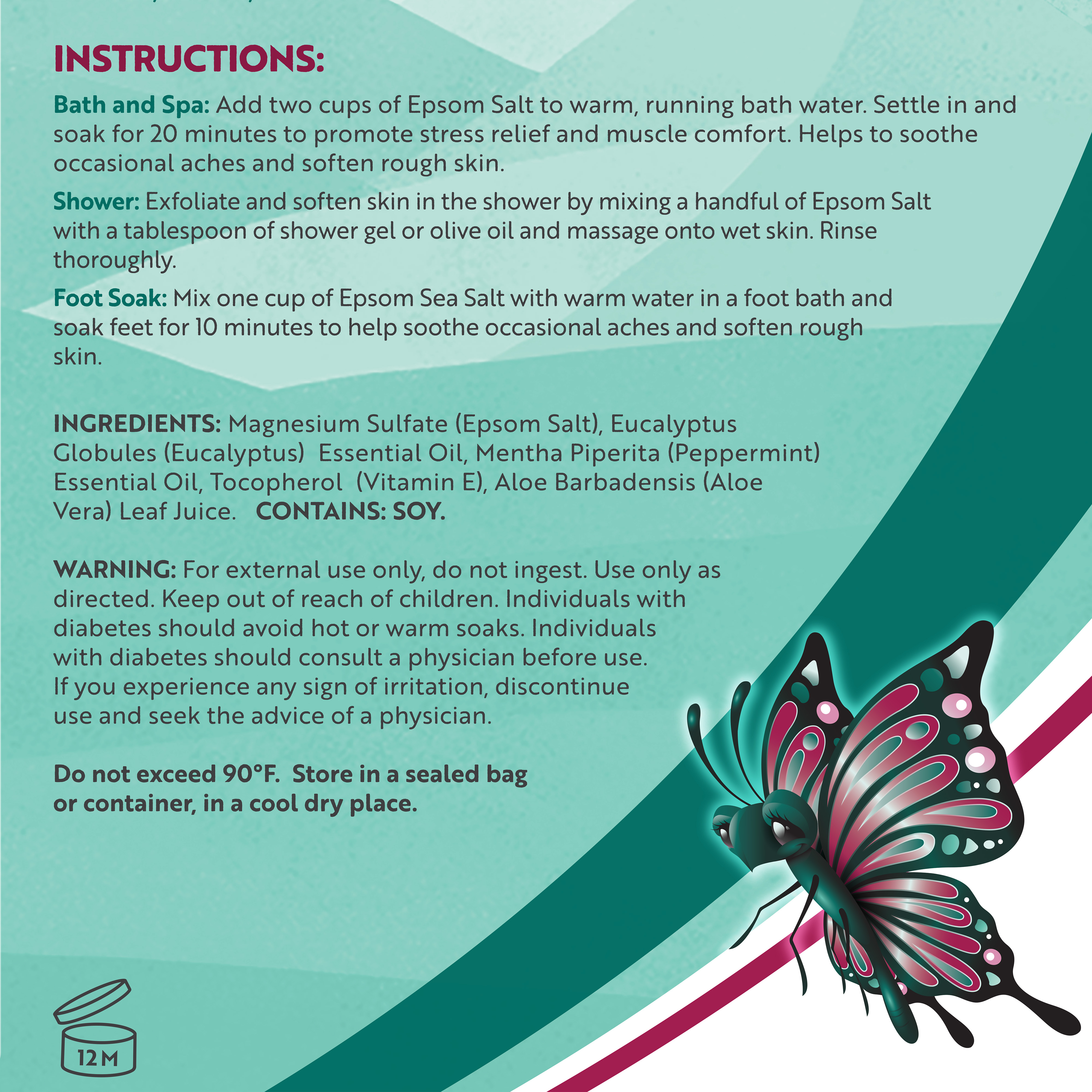 Epsom Salt Pmint Muscle Soak 64 Oz