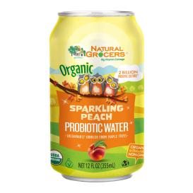 Organic Peach Sparkling Probiotic Water 12 Oz