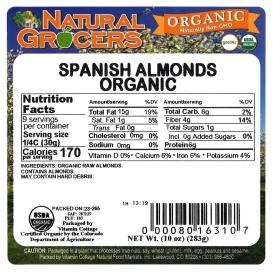 Almonds Spanish Org 10 Oz