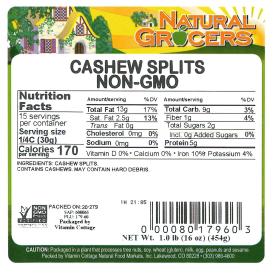Cashew Splits Non-gmo 1 Lb