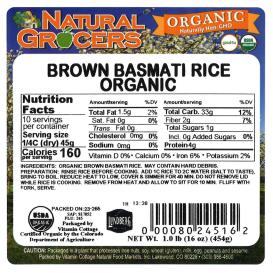 Rice Basmati Brown Org 1 Lb