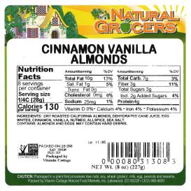 Almonds Cinnamon Vanlla Nongmo 8 Oz