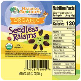 Raisin Seedless Org 2 Lb