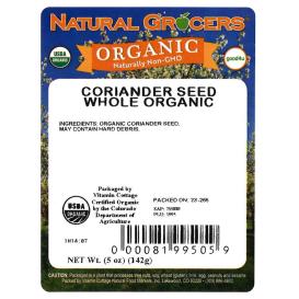 Coriander Seed Whole Org 5 Oz