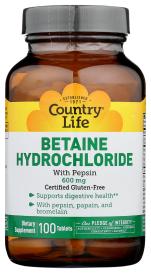 Betaine Hydrochloride W/peps 100 Tab