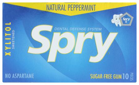 Spry Chewing Gum Peppermint 10 Ct