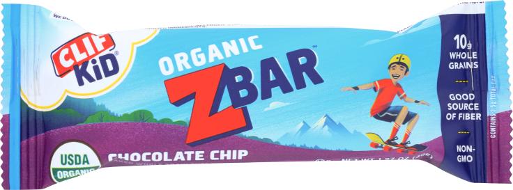 Organic Chocolate Chip Zbar Baked Whole Grain Energy Snack Bar 1.27 Oz