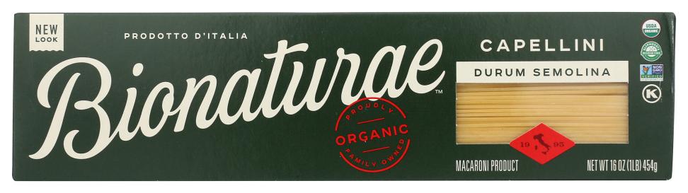 White Pasta Capellini Org 16 Oz