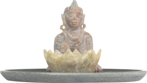 Plate Buddha W/lotus Soapstone 1 Ct