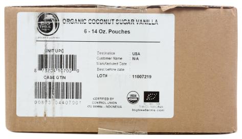 Cnut Palm Sgr Vanilla Org 14 Oz