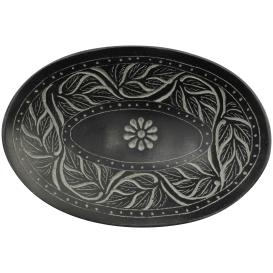 Soapdish Black Oval Carved 1 Ct