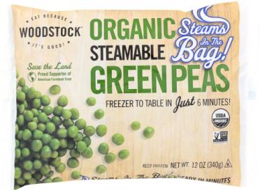 Organic Frozen Steamable Green Peas 12 Oz