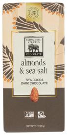Fair Trade Almonds Sea Salt 72% Cocoa Dark Chocolate Bar 3 Oz