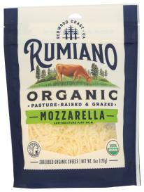 Organic Pasture-raised Shredded Low-moisture Part-skim Mozzarella Cheese 6 Oz