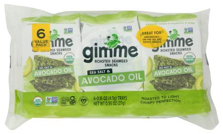 Organic Gluten-free Sea Salt & Avocado Oil Roasted Seaweed Snacks 0.15833333 Oz
