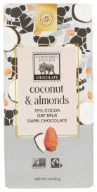 Fair Trade Coconut & Almonds 75% Cocoa Oatmilk Dark Chocolate Bar 3 Oz