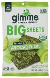 Organic Gluten-free Sea Salt & Avocado Oil Roasted Seaweed Big Sheets 0.92 Oz