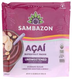 Organic Fair Trade Frozen Unsweetened Acai Superfruit Packs 3.525 Oz