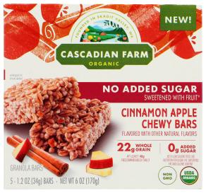Organic No Added Sugar Cinnamon Apple Granola Bars 6 Oz