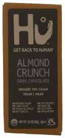 Organic Fair Trade Paleo Vegan Almond Crunch 70% Cacao Dark Chocolate Bar 2.1 Oz