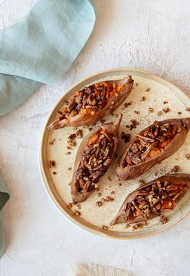 Maple Pecan Twice-Baked Sweet Potatoes
