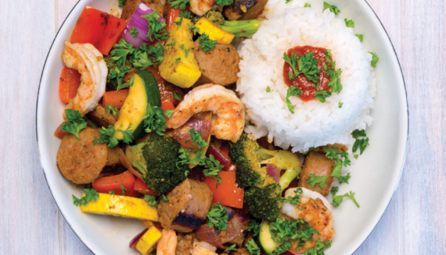 Cajun Bowl with Shrimp and Brats Recipe