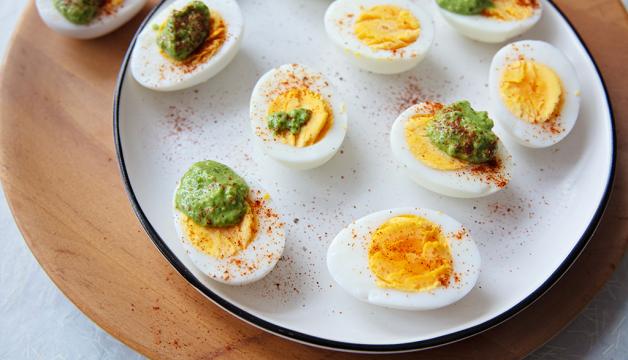 Parmesan Pesto Hard-Boiled Eggs