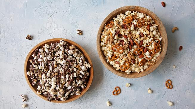 Savory or Sweet Popcorn Snack Mixes