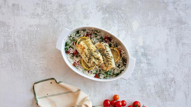 Simple One-Pot Lemon & Herb Butter Cod with Rice
