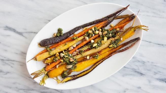 Roasted Carrots with Carrot Top Pesto