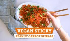 Vegan Sticky Peanut Carrot Spirals